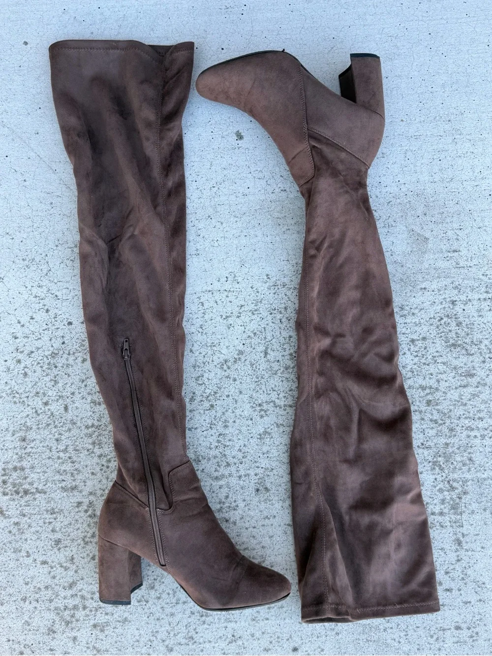 Women’s Over-the-Knee Block Heel Boots in Brown